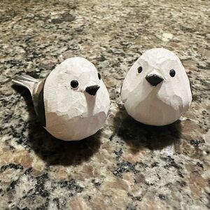 Handcrafted Wooden White Bird Figurines